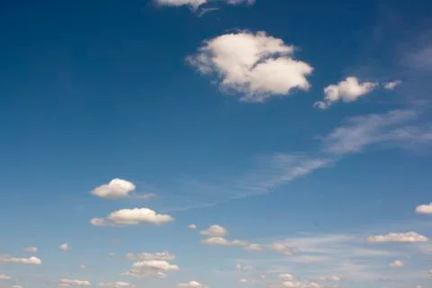 Small white clouds on blue sky Stock Photos