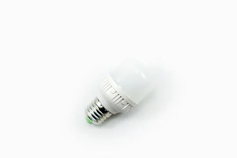 Small white energy saving led light bulbs isolated on a white Stock Photos