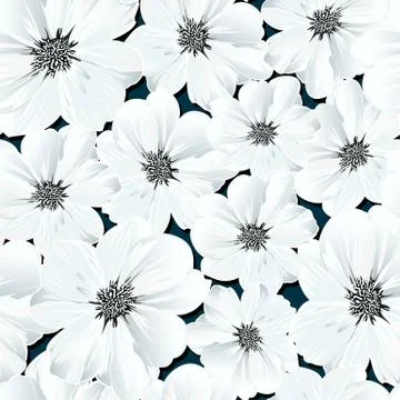 Small white flowers in a seamless pattern Stock Illustration