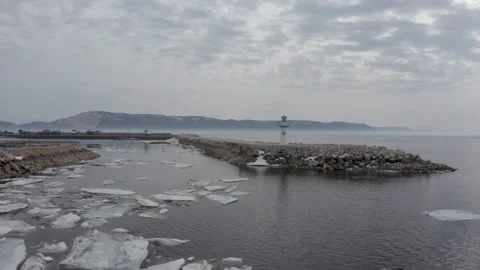 Small white lighthouse on a shore of Volga river in Tolyatti, Russia. Stock Footage 171481645