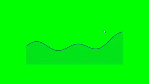 A small white sphere resting on a simple blue line against green background Stock Footage 340263375