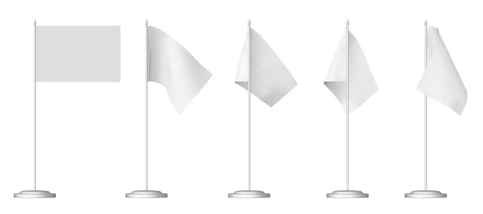 Small white table flag set isolated. Stock Illustration