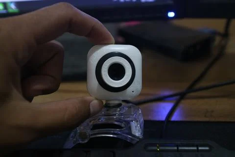 Small white webcam for personal computer Foto stock