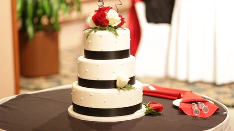 Small White Wedding Cake Stock Footage 104777265