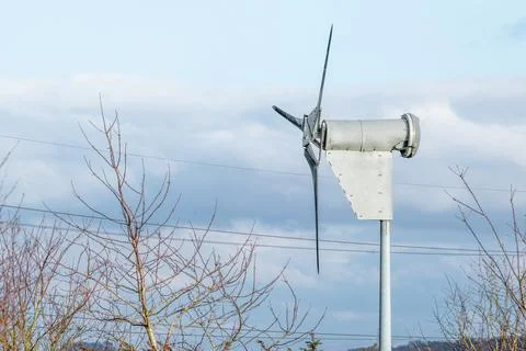 Small wind turbine generator for renewable electricity micro generation Fotos Stock