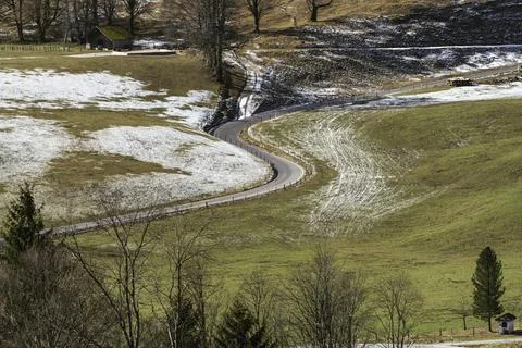 Small Winding Road To Ramsau Stock Photos