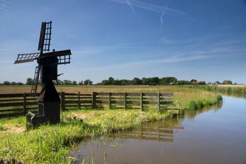 Small windmill Grootschermer Stock Photos