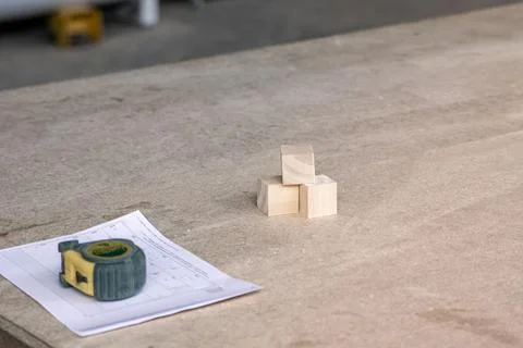 Small Wood Blocks Made from Leftover Pieces Stock Photos