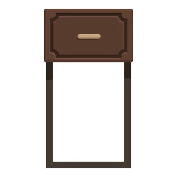 Small wooden bedside table with one drawer standing on legs Stock Illustration