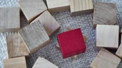 Small wooden blocks rotating Video stock 248721637