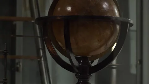 Small Wooden Globe in Display Case for Study Video stock 261734545
