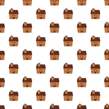 Small wooden house seamless pattern background texture Illustrazione stock