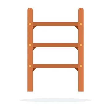 Small wooden staircase vector flat isolated Stock Illustration