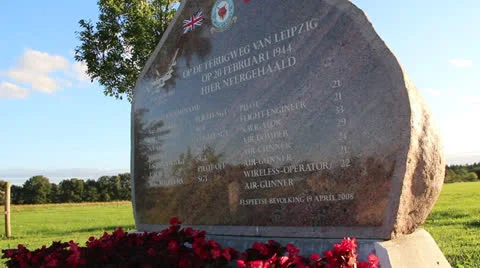 Small World War II memorial for fallen crew Stock Footage 27172955