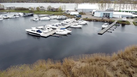 Small yachts in the marina Stock Footage 129366983