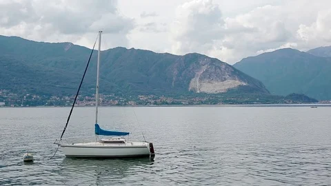 Small yaht on Lago Maggiore. Stock Footage 84109842