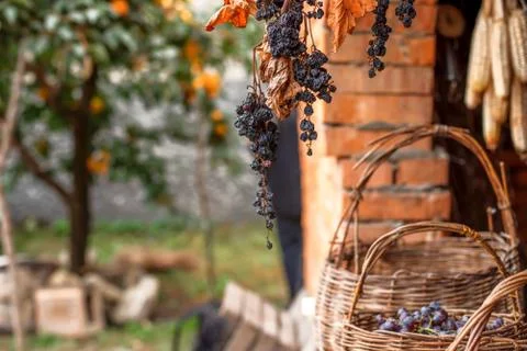 A small yard in front of an old house in the old town of Georgia Stock Photos