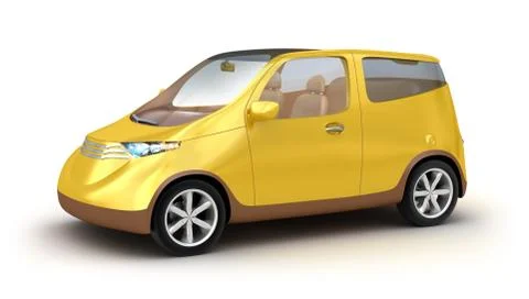 Small yellow car on white background. My own design Stock Illustration