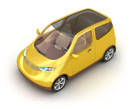 Small yellow car on white background. My own design Stock Illustration