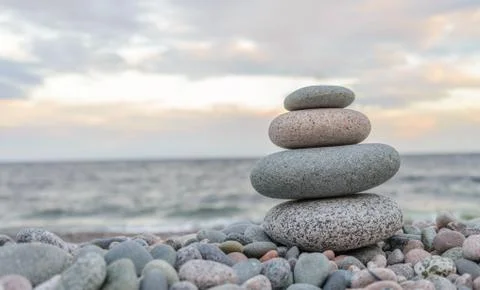 Small zen stone tower Stock Photos