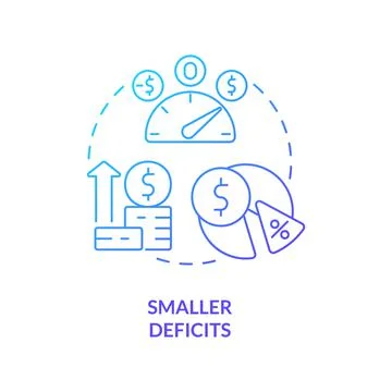 Smaller deficits blue gradient concept icon Stock Illustration