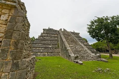 A smaller pyramid at Chichen Itza Stock Photos