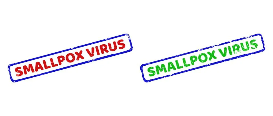 SMALLPOX VIRUS Bicolor Rough Rectangle Stamp Seals with Grunged Surfaces Stock Illustration