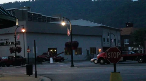 Smalltown USA at dusk Stock Footage 6796168