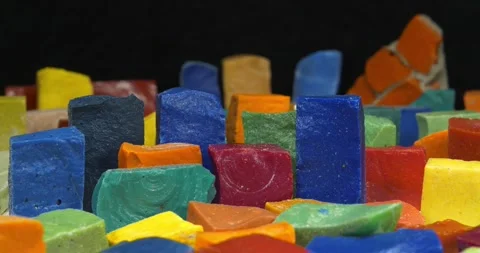 Smalt from old Soviet Kyiv mosaics. Smalt from mosaics falls off over time Stock Footage 313876763