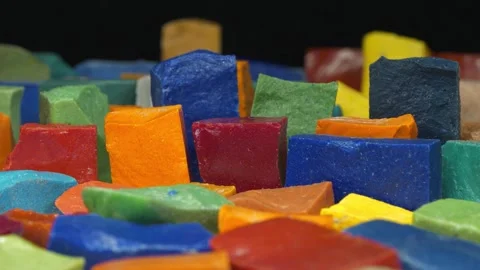 Smalt from old Soviet Kyiv mosaics. Smalt from mosaics falls off over time Stock Footage 314341955