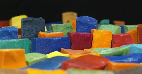 Smalt from old Soviet Kyiv mosaics. Smalt from mosaics falls off over time Stock Footage 318035348