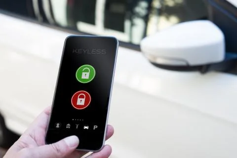 Smarphone keyless car application Stock Photos