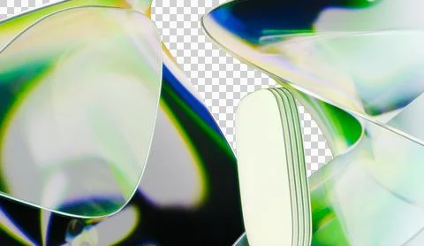 Smart 3d render of abstract iridescent glass background made with 3d software イラスト素材