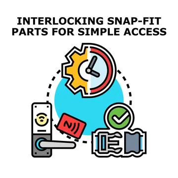 Smart access control system providing interlocking snap fit parts Stock Illustration