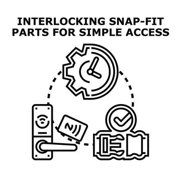 Smart access control system providing interlocking snap fit parts Stock Illustration