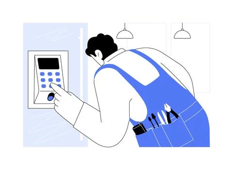 Smart access system installation abstract concept vector illustration. Stock Illustration