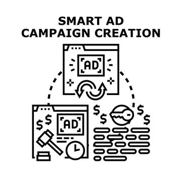 Smart ad campaign creation concept vector illustration Illustrazione stock