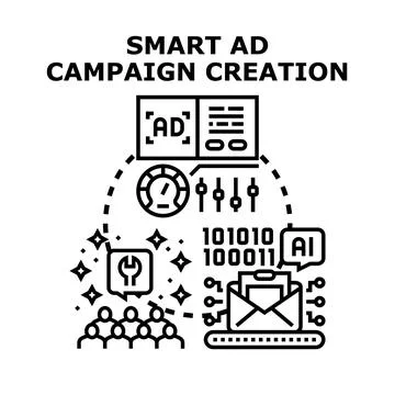Smart ad campaign creation using artificial intelligence Stock Illustration