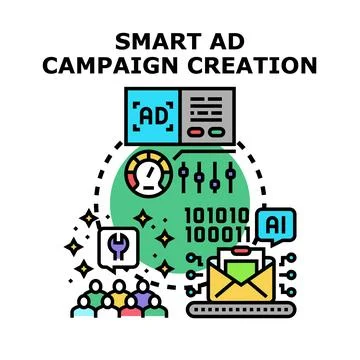 Smart ad campaign creation using artificial intelligence Stock Illustration