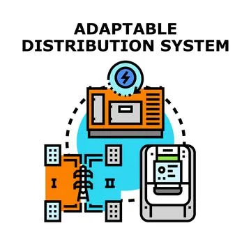 Smart adaptable distribution system connecting diverse consumers Stock Illustration