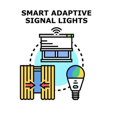 Smart adaptive lighting controlling home automation system Stock Illustration