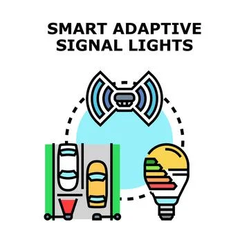 Smart adaptive signal lights system managing traffic Stock Illustration