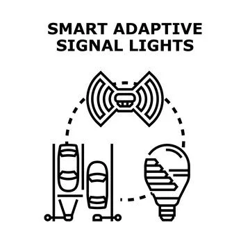 Smart adaptive signal lights system managing traffic Stock Illustration