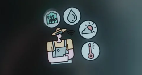 Smart agriculture concept of boosted efficiency and reduced manual labor Stock Footage 314731098