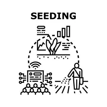 Smart agriculture seeding controlling process with data analysis Stock Illustration