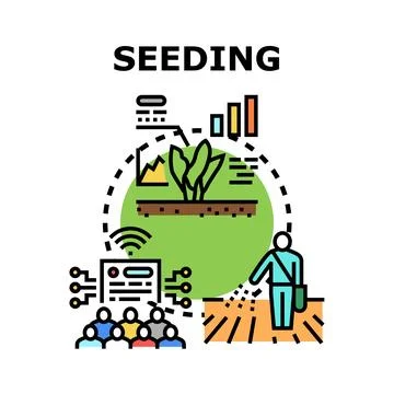 Smart agriculture seeding controlling process with data analysis Stock Illustration