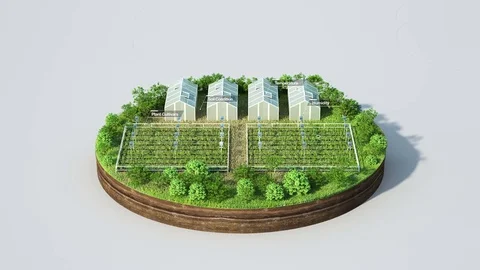 Smart agriculture, smart farm, sensor connect vinyl house on ground. Video stock 82371355