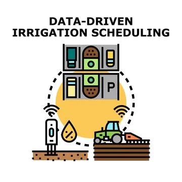 Smart agriculture system with data driven irrigation scheduling Stock Illustration