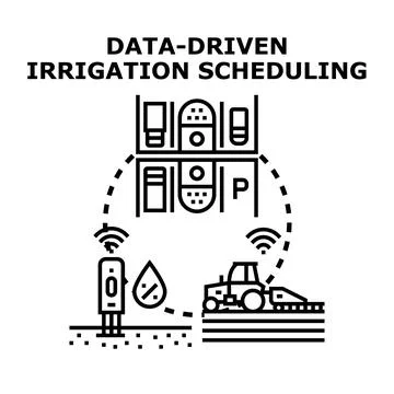 Smart agriculture system with data driven irrigation scheduling Stock Illustration