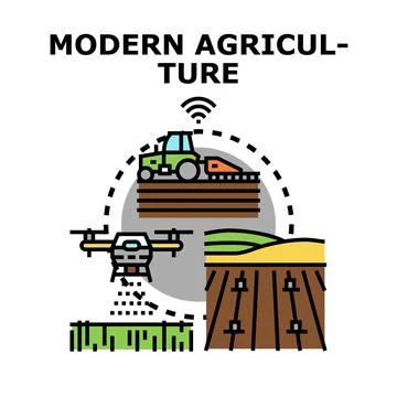 Smart agriculture technology optimizing crop cultivation fields Stock Illustration